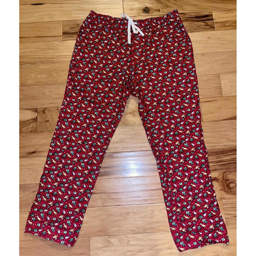 VINEYARD VINES MEN’S RED WHALE FLANNEL XMAS PAJAMA PANTS SIZE XL EXCELLENT LD3